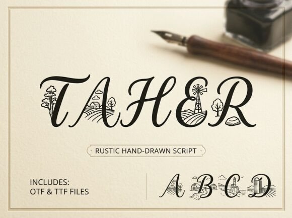 Taher Font: Rustic Script for Web Design